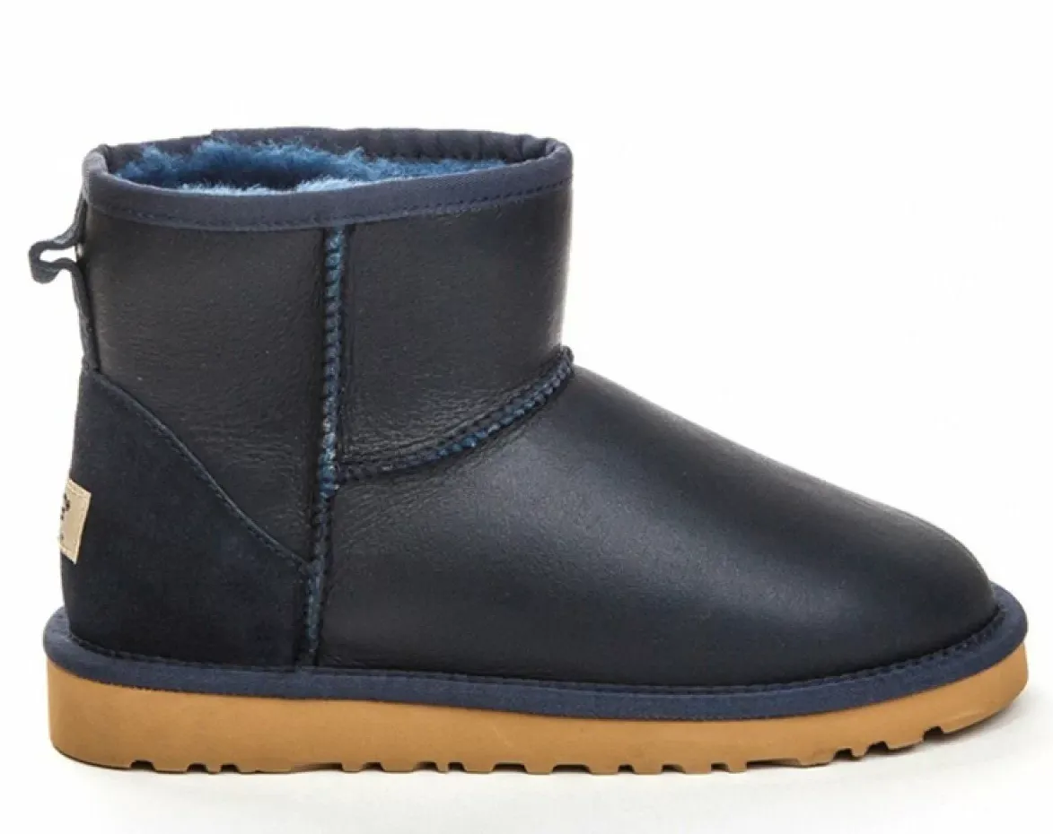 UGG Classic Mini II Metallic Navy — угги мужские классика, цвет тёмно-синий (металлик)