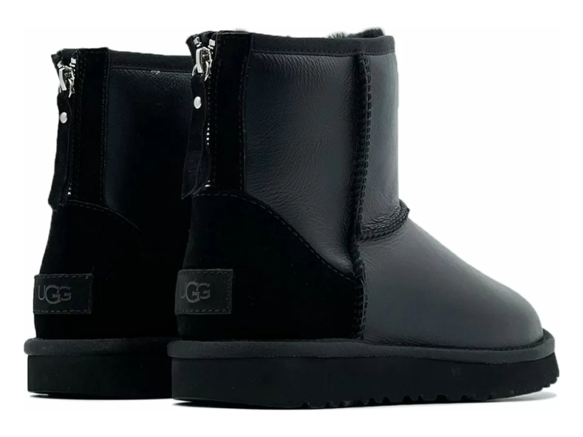 UGG Classic Mini Zip Metallic Black (без камней) — вид «сбоку»