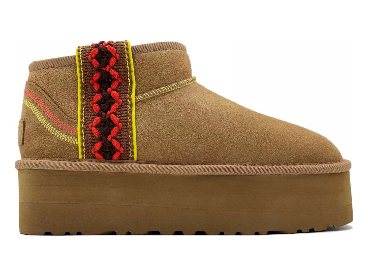 UGG Classic Ultra Mini Braid Platform Chestnut — вид «сбоку»