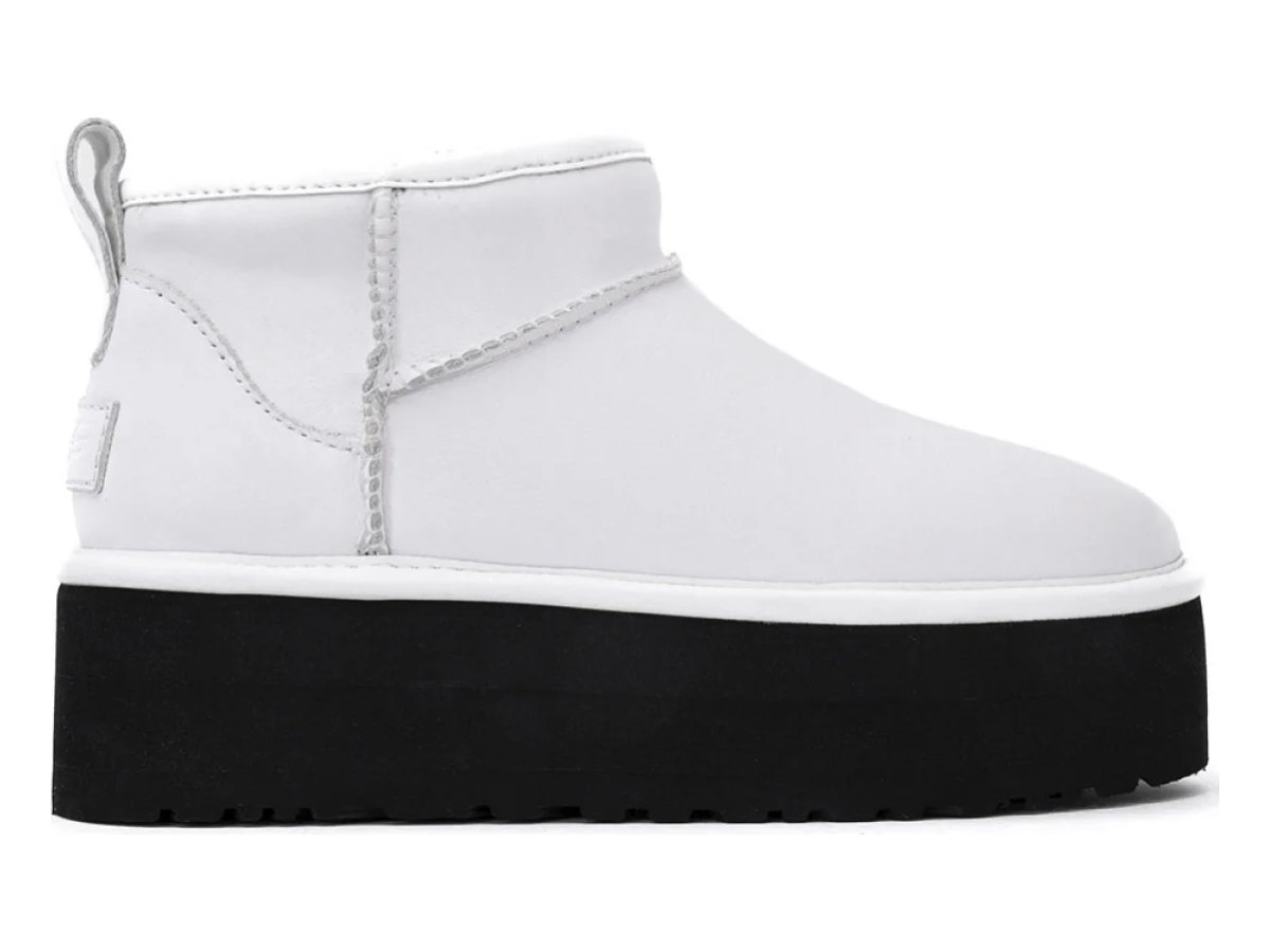 UGG Classic Ultra Mini Platform Leather White — вид «сбоку»