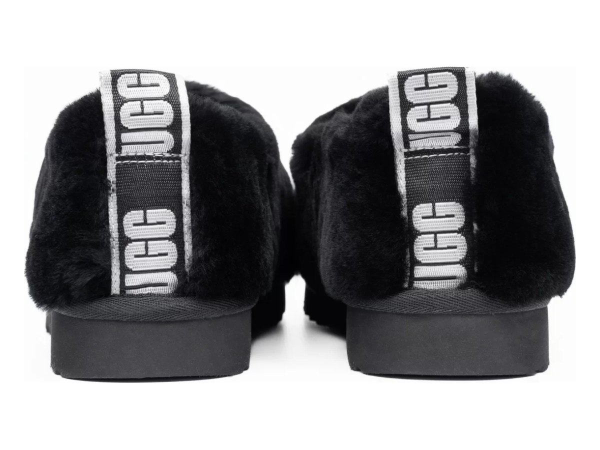 UGG Hailey Fluff Slippers Black — вид «сверху»
